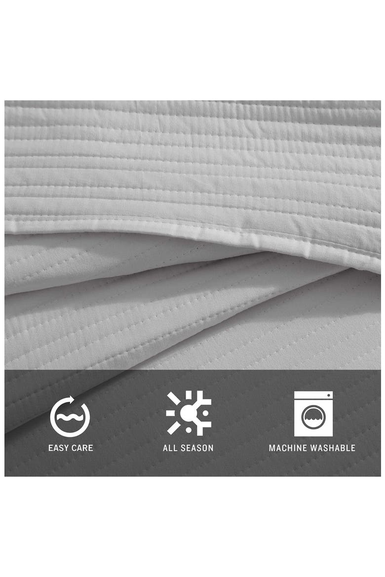 Washed Channel Solid Microfiber Quilt & Sham Set, Alternate, color, MEDIUM / DARK GREY