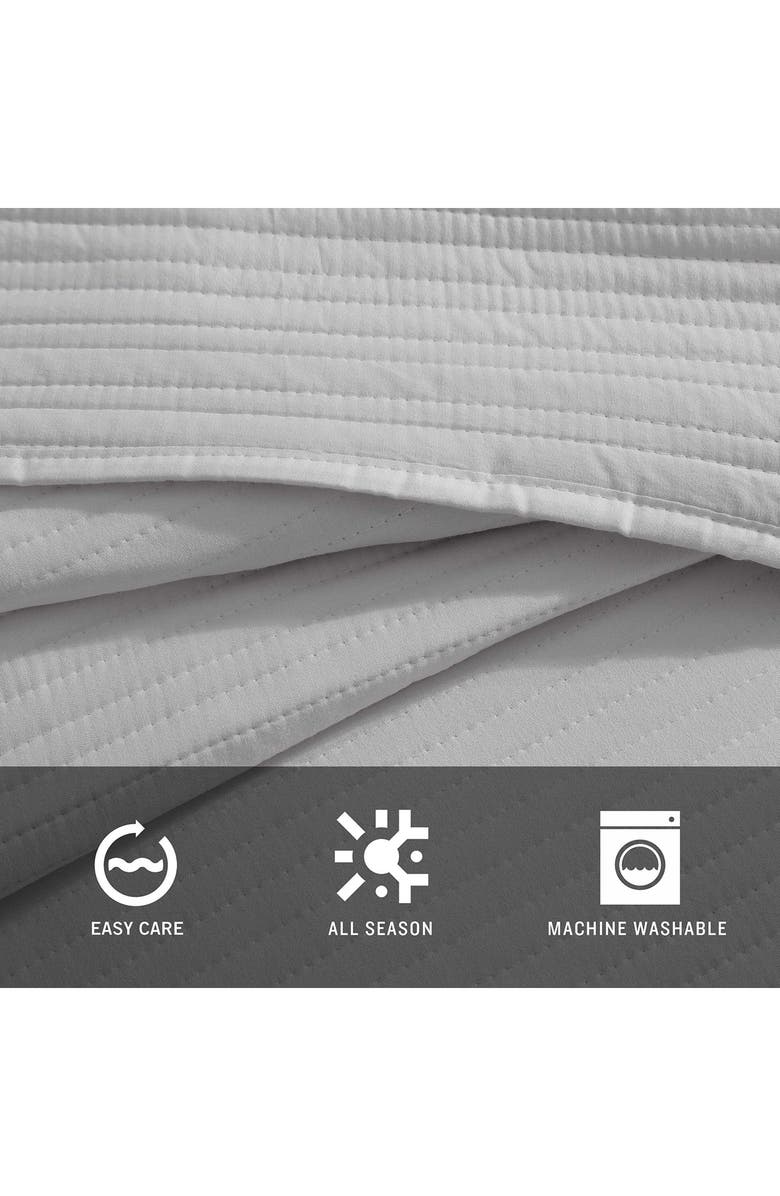 Kenneth Cole Reaction Washed Channel Solid Microfiber Quilt & Sham Set, Alternate, color, Medium / Dark Grey