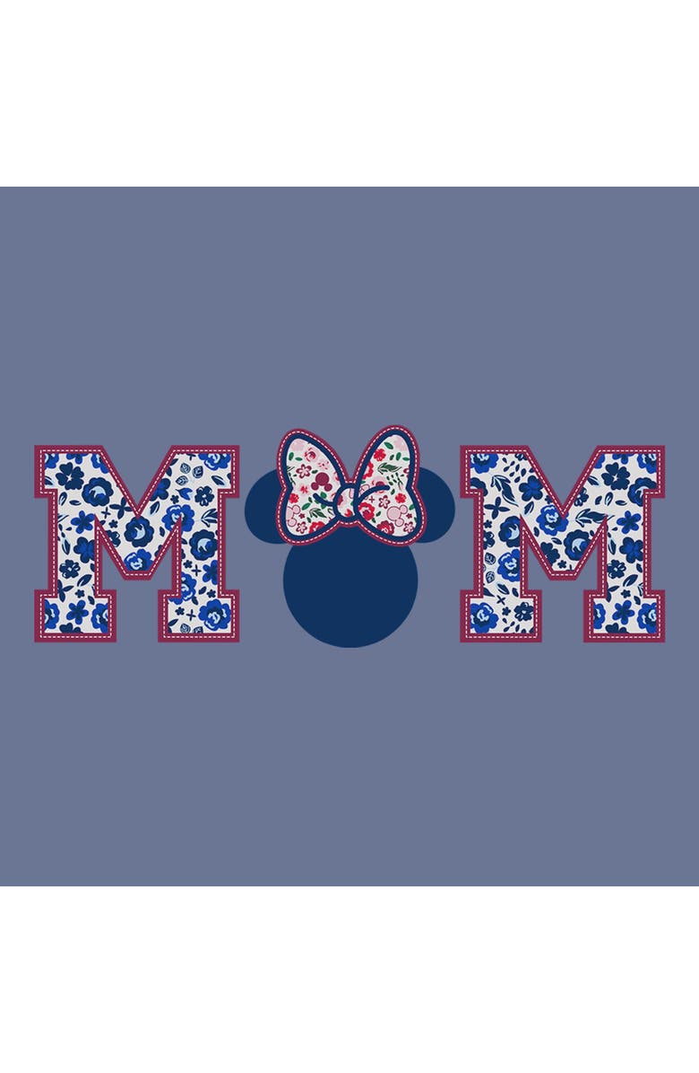 Minnie Mouse Men's Minnie Mouse Flower Bow Icon Mom Shape Graphic T-Shirt, Alternate, color, Blue Jean