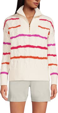 Lands' End Drifter Cotton Quarter Zip Pullover Sweater
