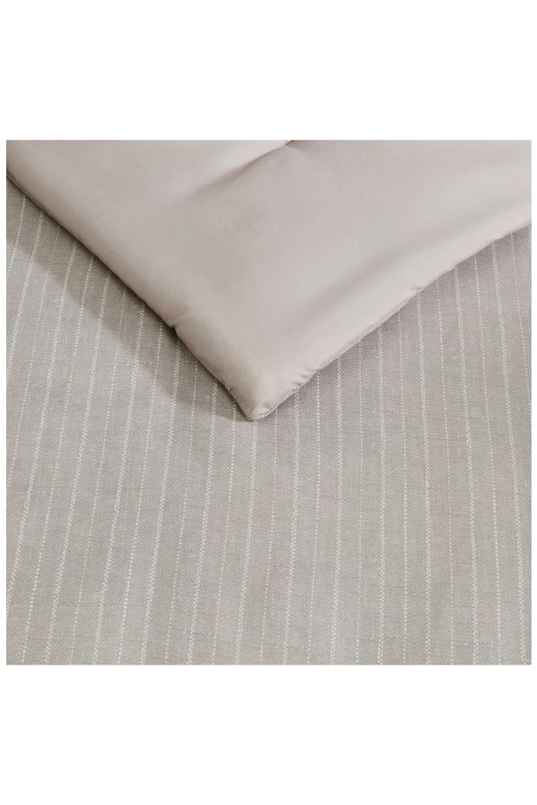 Linen Texture Stripe Comforter Set, Alternate, color, SOFT BROWN