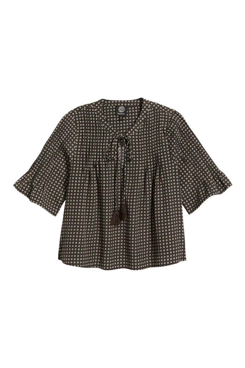 Dot Print Boho Top, Alternate, color, DARK BROWN/ TAUPE