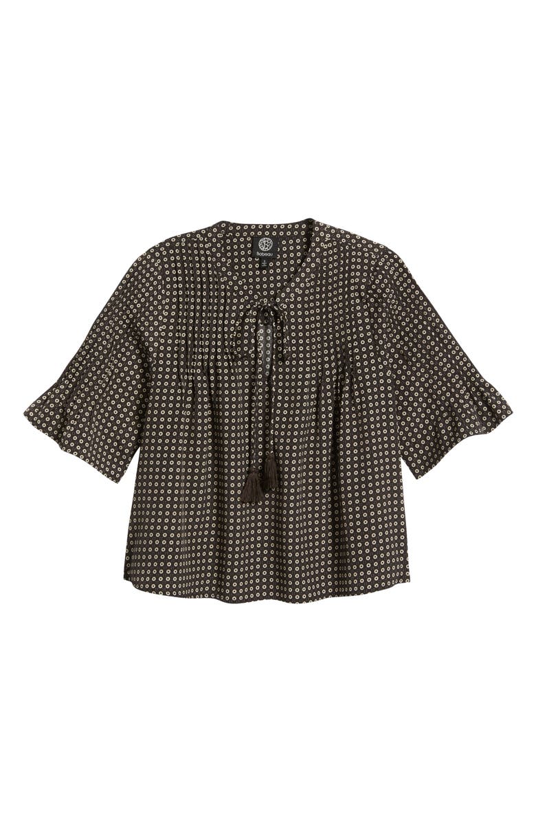 Bobeau Dot Print Boho Top, Alternate, color, Dark Brown/ Taupe