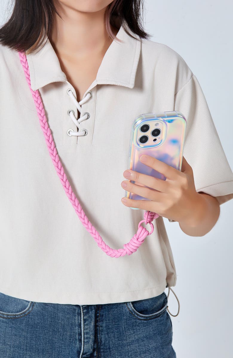 Auramma French Braid Crossbody Phone Lanyard, Alternate, color, Dusty Pink