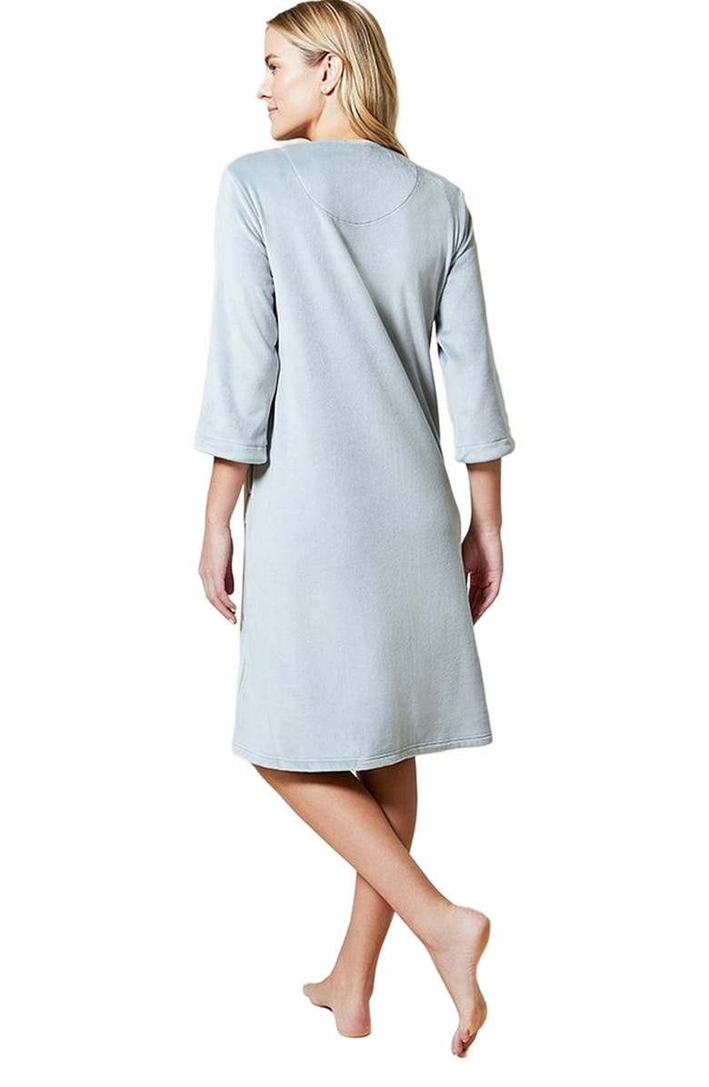 Softies Serenity 3/4 Sleeve Short Zip Robe, Alternate, color, Grey