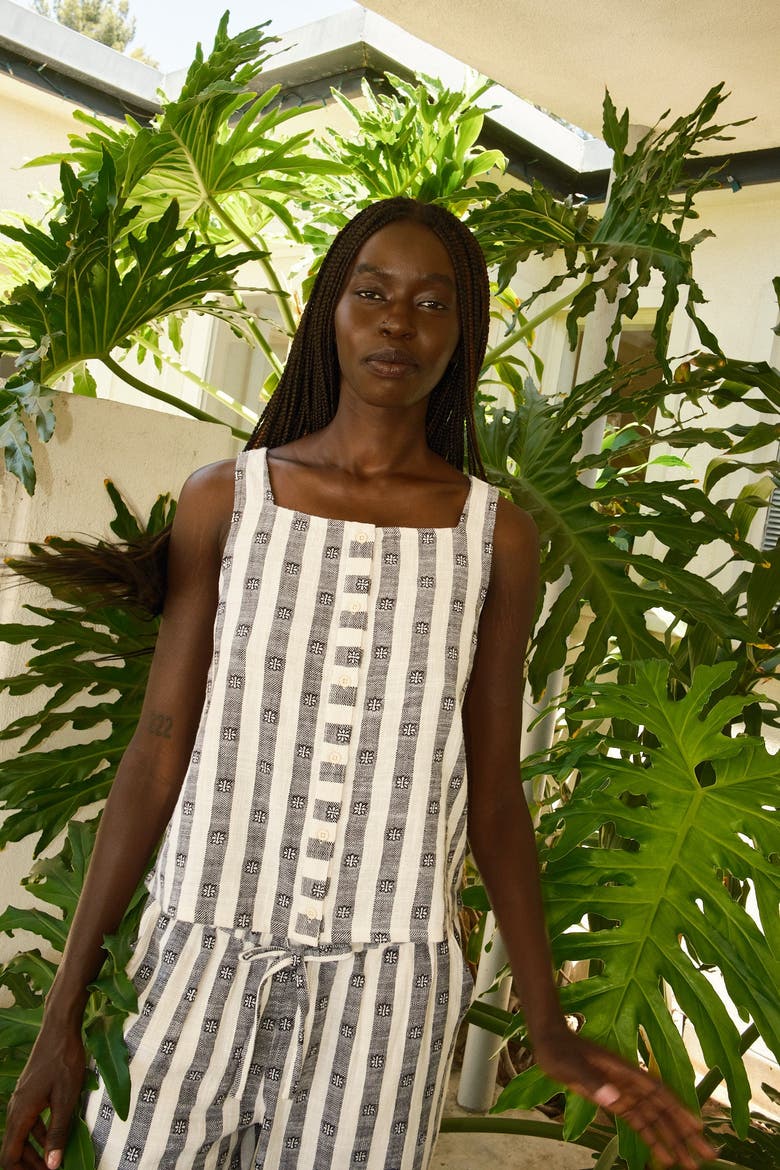 Anu Button-up Square Neck Tank Top, Alternate, color, Sketch