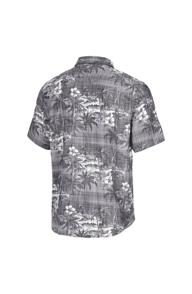 Tommy Bahama Men's Tommy Bahama Black Ohio State Buckeyes Coconut Point Palmetta IslandZone Camp Button-Up Shirt, Alternate, color, Black