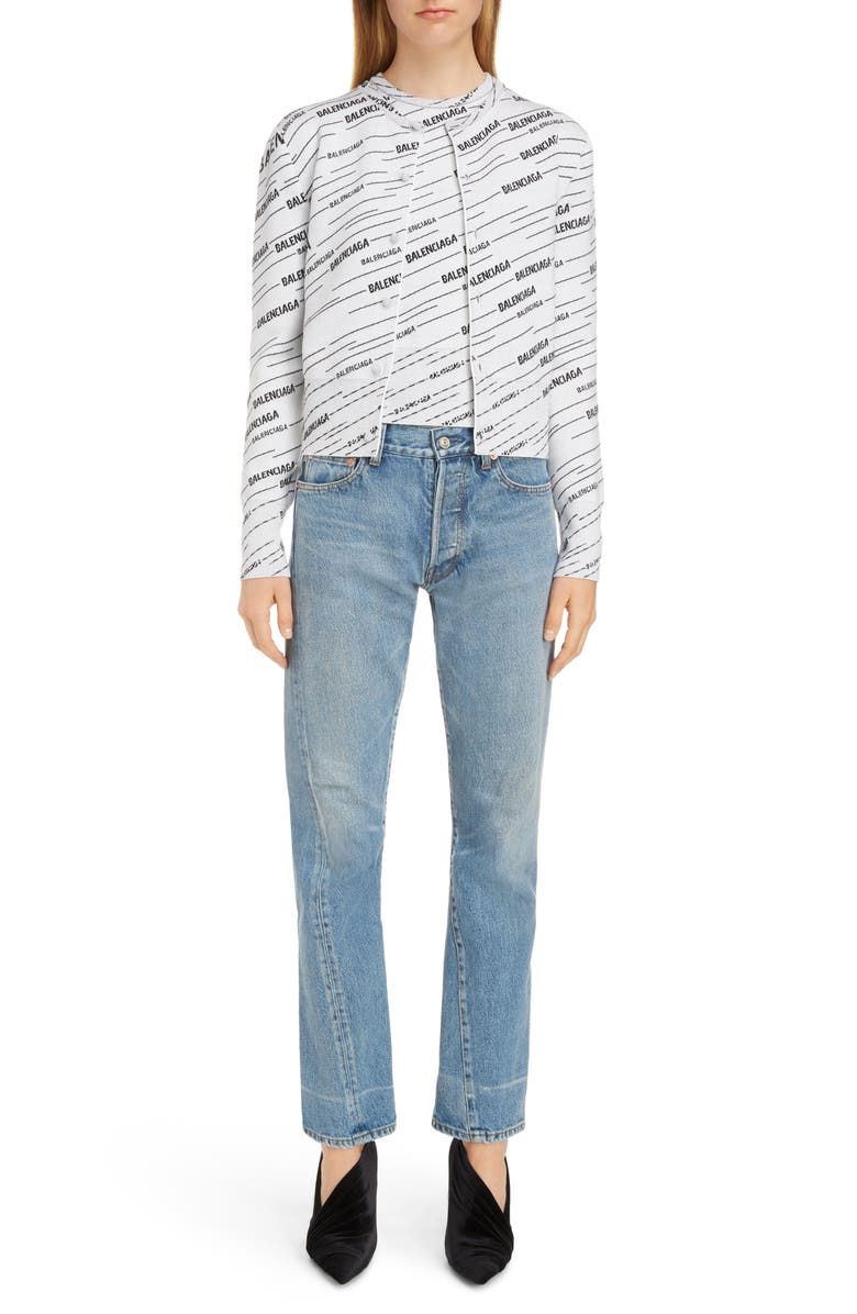 Balenciaga Jacquard Stripe Logo Sweater, Alternate, color, 