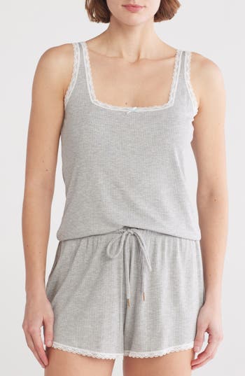 Honeydew Revival Rib Short Pajamas In Heather Grey