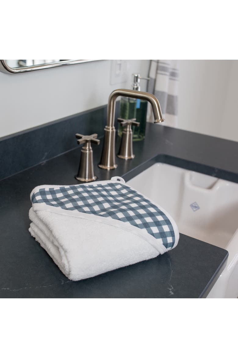 Hooded Towel, Alternate, color, Navy Gingham