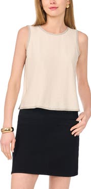 Vince Camuto Topstitch Detail Woven Tank