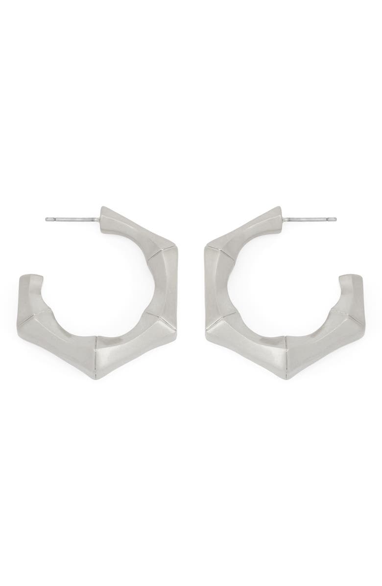AllSaints Small Hexagon Hoop Earrings, Alternate, color, Warm Silver