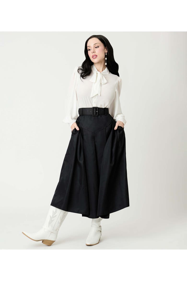 Pleated Midi Skirt, Alternate, color, Solid Black