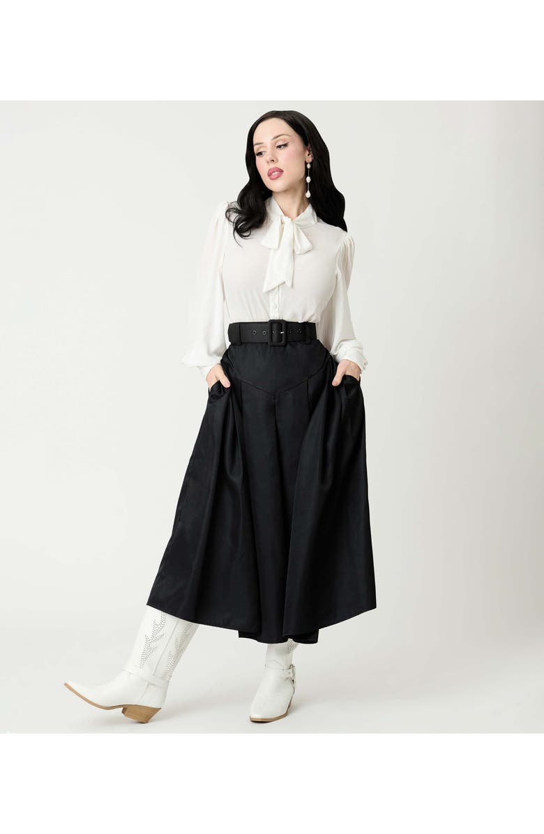 Unique Vintage Pleated Midi Skirt, Alternate, color, Solid Black