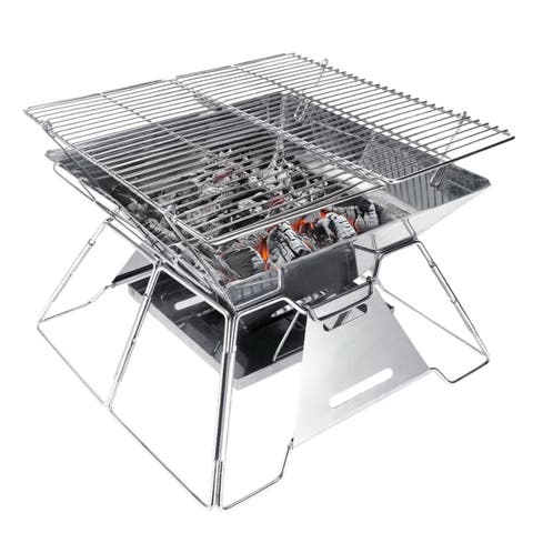 14 x 14" Stainless Steel Folding Charcoal BBQ Grill