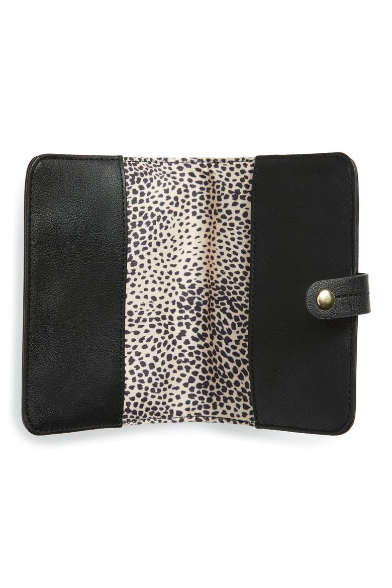 Faux Leather Passport Case & Luggage Tag Set, Alternate, color, BLACK