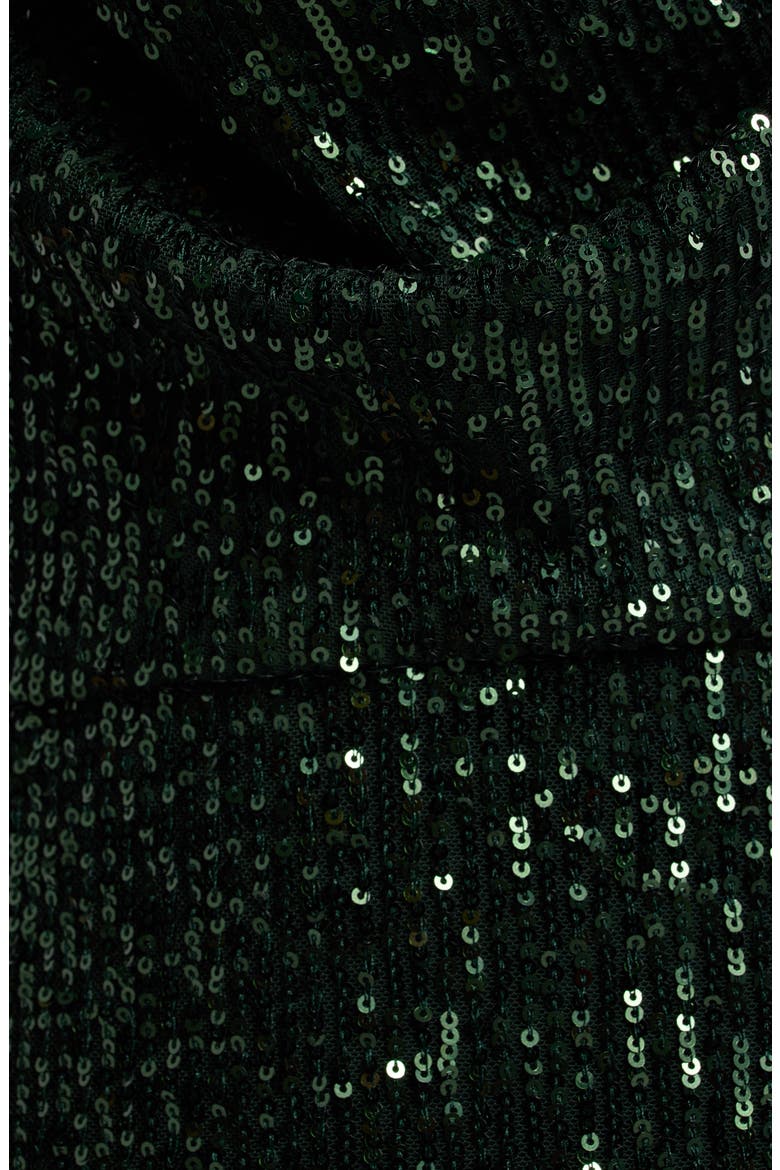 Sequin Choker Cowl Neck Gown, Alternate, color, EMERALD