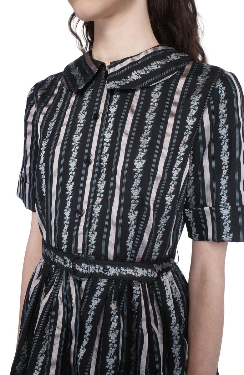 Anna Sui Ribbon Roses Belted Mini Dress, Alternate, color, Black Multi