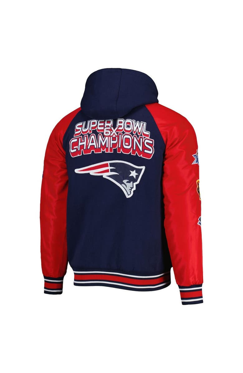 G-III SPORTS BY CARL BANKS Men's G-III Sports by Carl Banks Navy New England Patriots Defender Raglan Full-Zip Hoodie Varsity Jacket, Alternate, color,