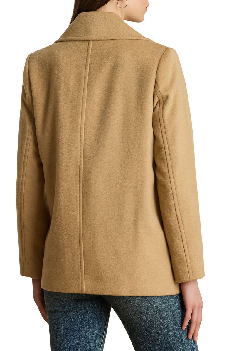 Lauren Ralph Lauren Wool Double Breasted Jacket, Alternate, color, Camel