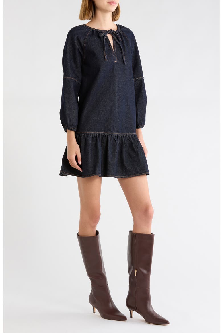 Sawyer Long Sleeve Denim Minidress, Alternate, color, DARK NAVY