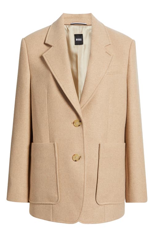 Hugo Boss Boss Jovanna Wool Blend Jacket In Light Beige