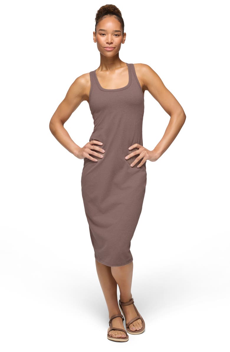 prAna Hevana Racerback Performance Midi Dress, Alternate, color, Carob Heather