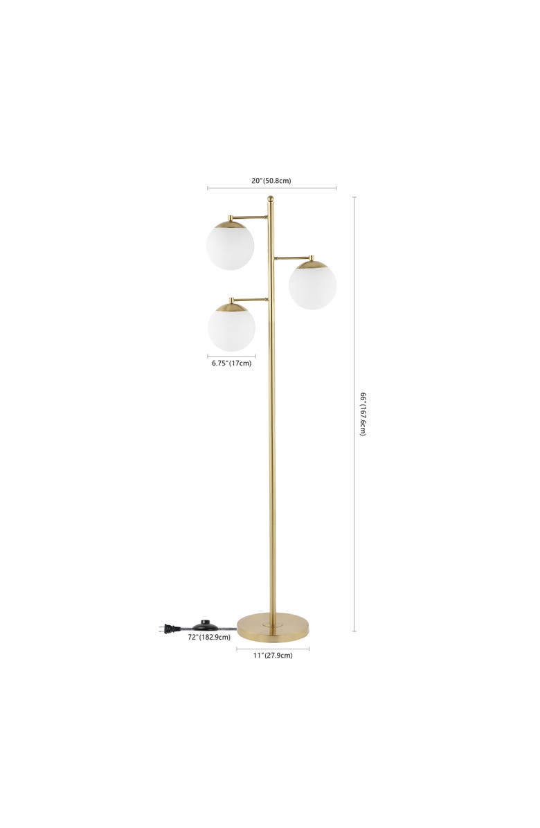 JONATHAN Y Ellie 66" 3-Light Modern Vintage Iron LED Floor Lamp, Brass Gold/White, Alternate, color, Brass Gold