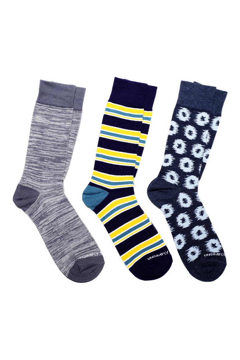 Assorted 3-Pack of Crew Socks, Main, color, GREY MULTI