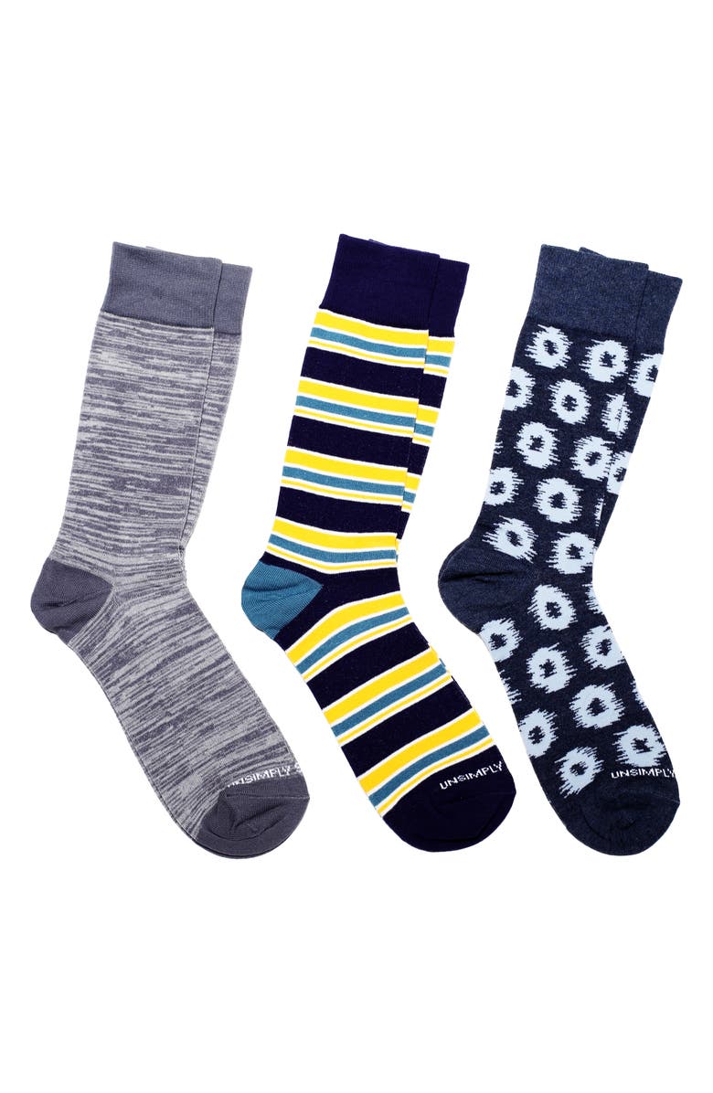 UNSIMPLY STITCHED Assorted 3-Pack of Crew Socks, Main, color, Grey Multi