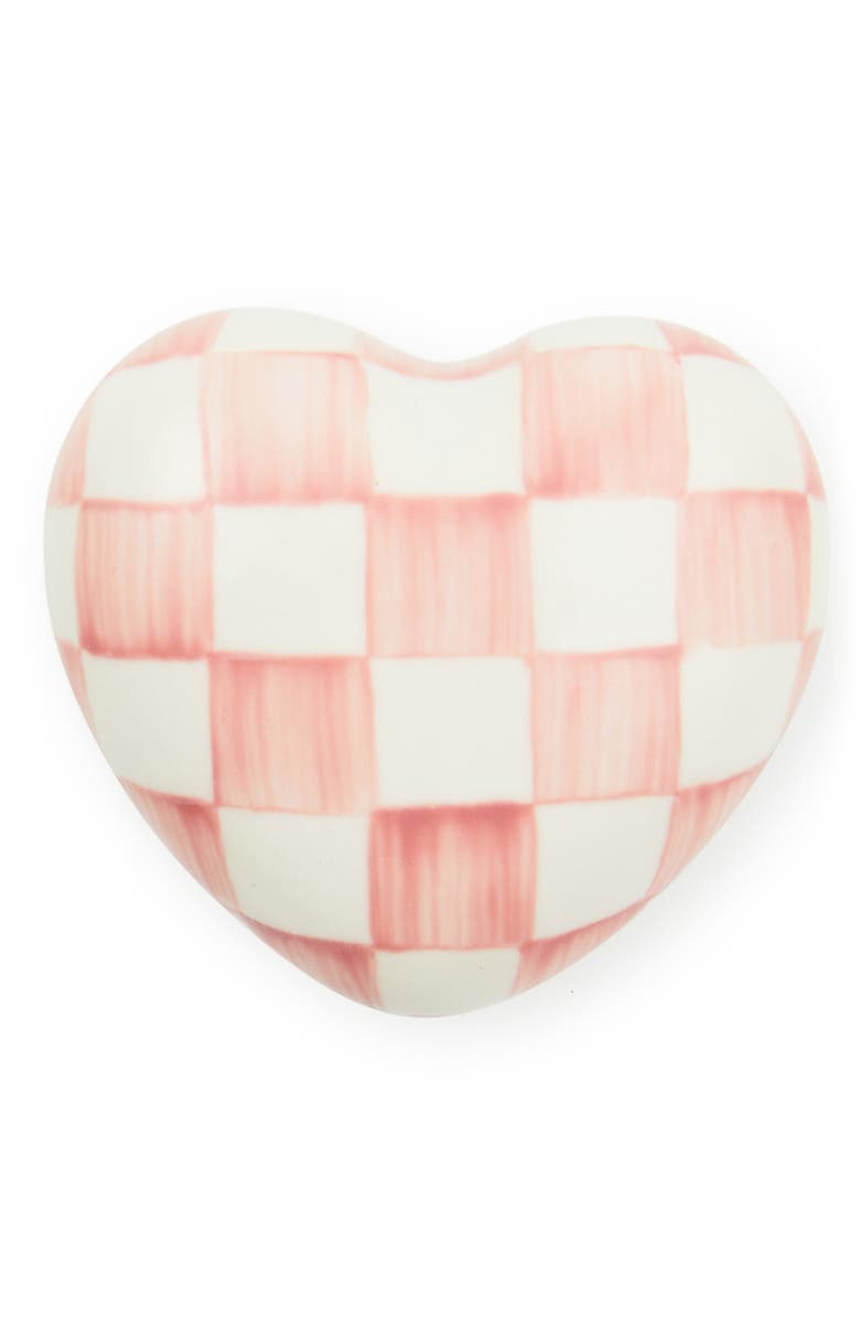MACKENZIE CHILDS Rosy Check Heart Knob, Main, color, Rosy