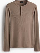 H&M Slim-Fit Ribbed Cotton Henley Shirt