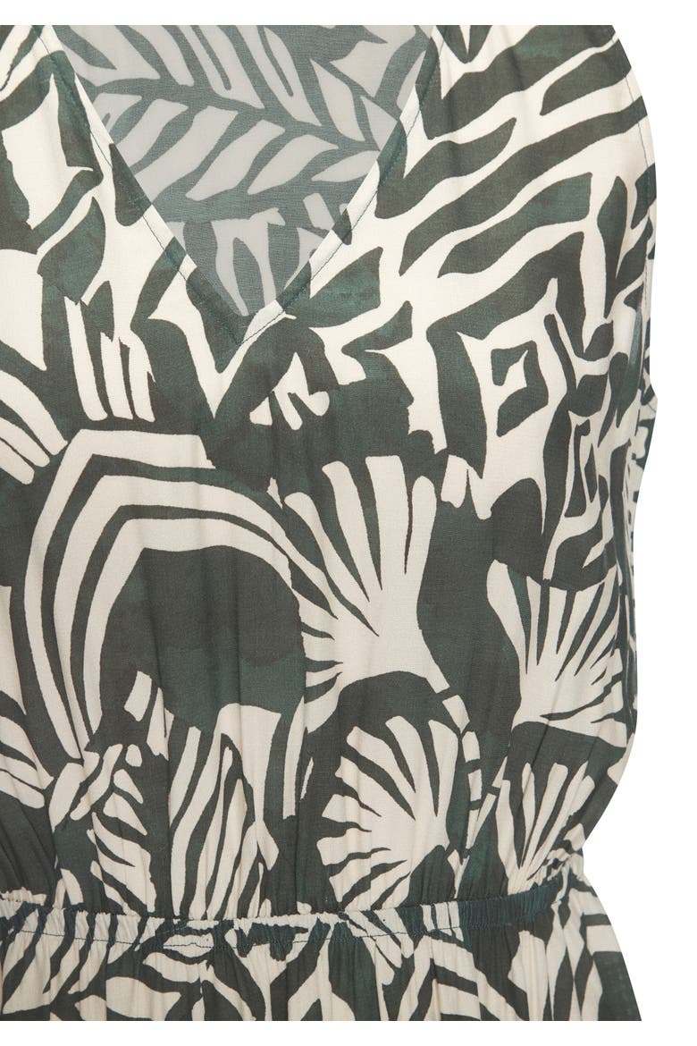 Flowy V-Neck Maxi Dress, Alternate, color, Green Ivory