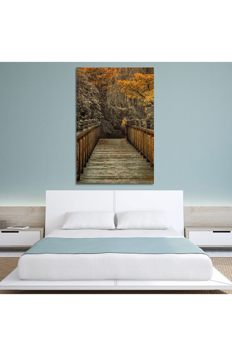 iCanvas Across The Bridge by Don Schwartz Canvas Wall Art, Alternate, color, Forest Bridge