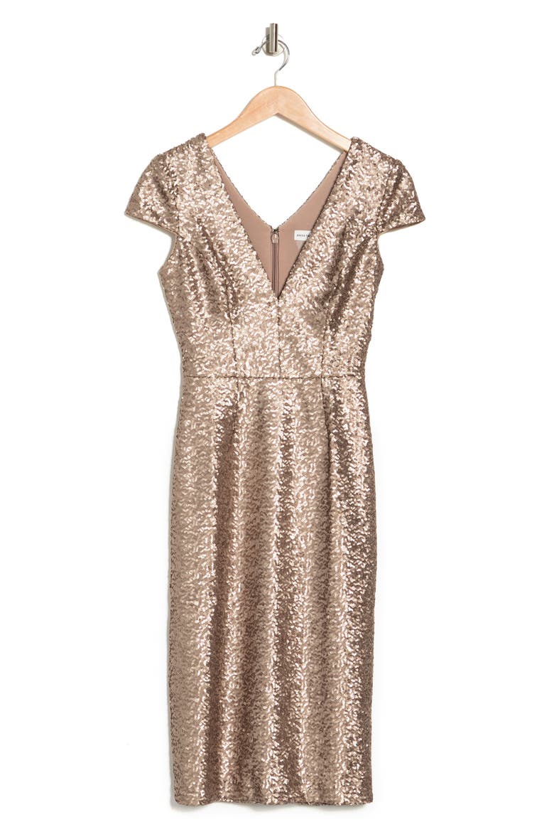 Mae Sequins Mini Dress, Alternate, color, BRASS