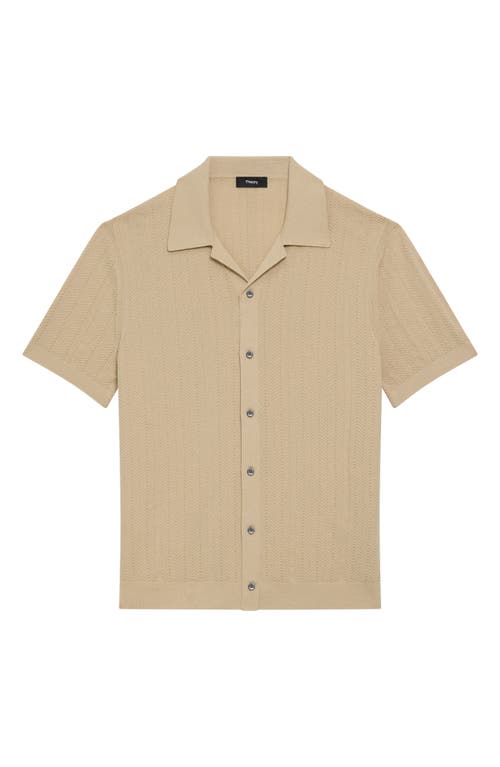 Theory Camp Collar Shirt In Cotton Light Twist In Nude