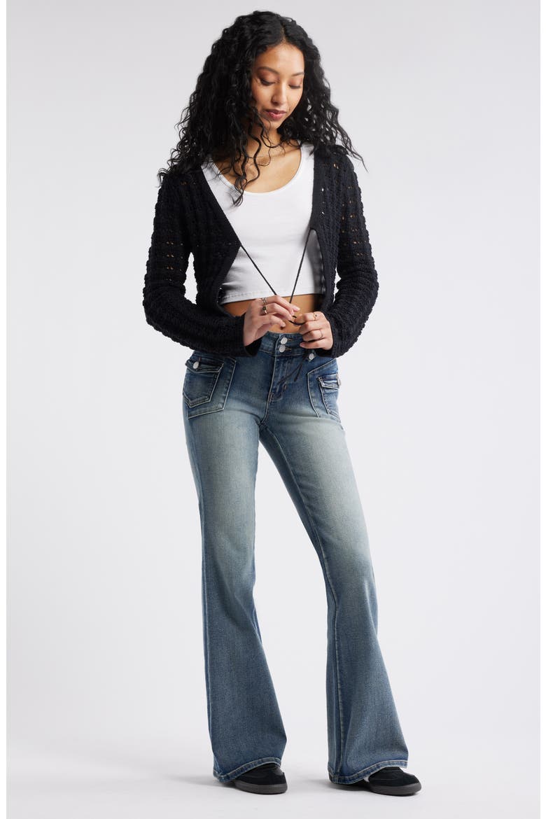 Fly Away Open Stitch Cardigan, Alternate, color, BLACK