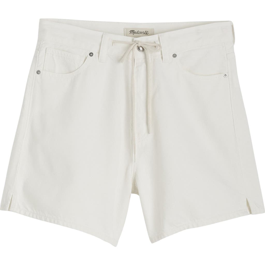 Shop Madewell Drawstring Waist Denim Shorts In Tile White