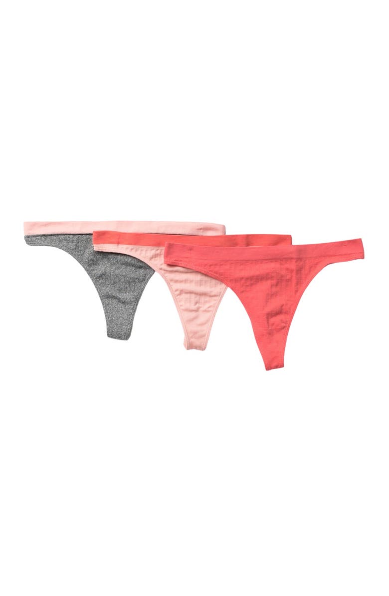 C & C California Kira Ribbed Seamless Thong - Pack of 3, Main, color, 