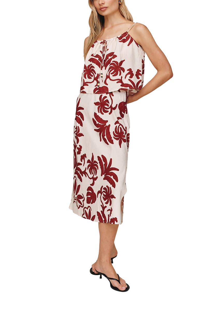 Bella Dahl Floral Linen Blend Midi Skirt, Alternate, color, Island Damask Print