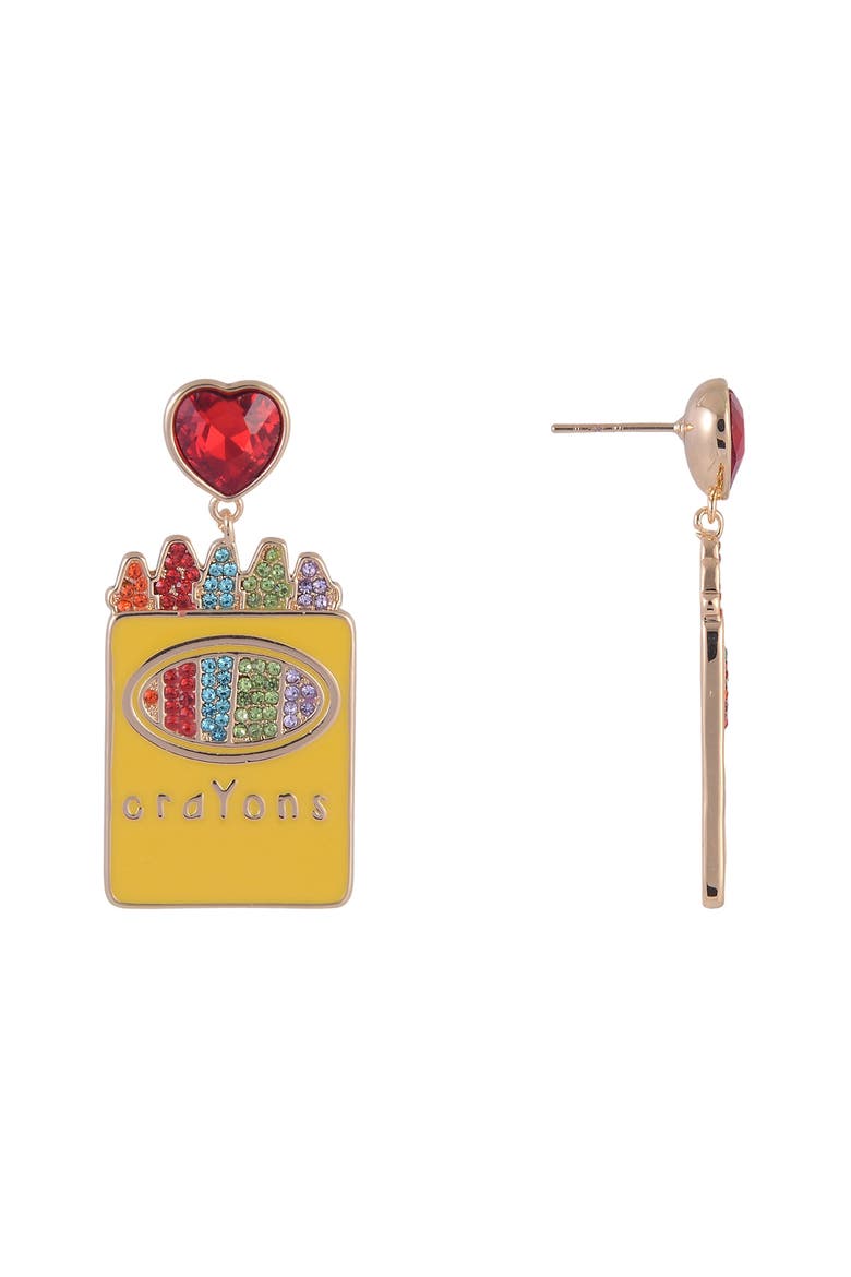 Enamel Crayon Earrings, Alternate, color, Yellow