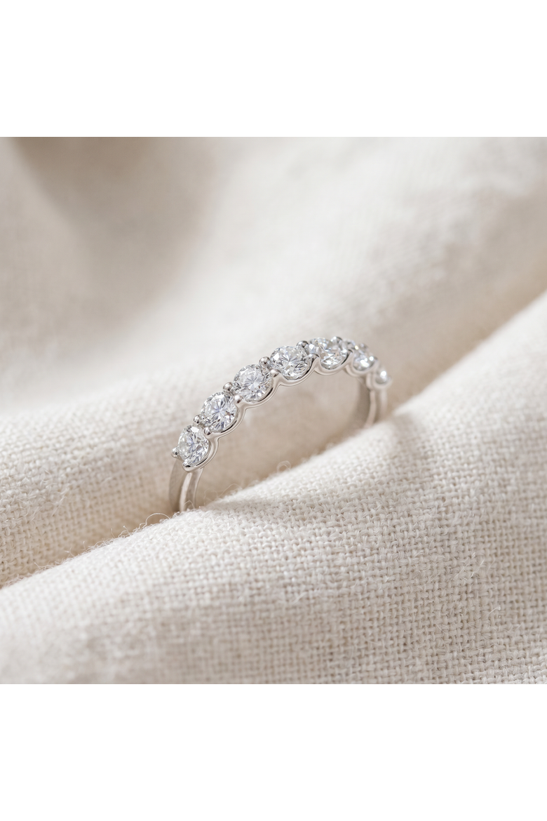1Ct TW Diamond U Prong 7-Stone Wedding Ring 14k Gold or Platinum Lab Grown, Alternate, color, 14k White Gold