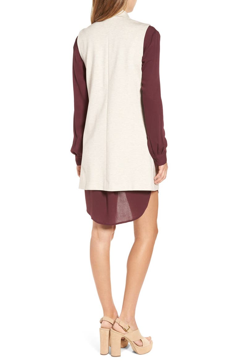 Stretch Ponte Long Vest, Alternate, color, BEIGE OATMEAL HTHR