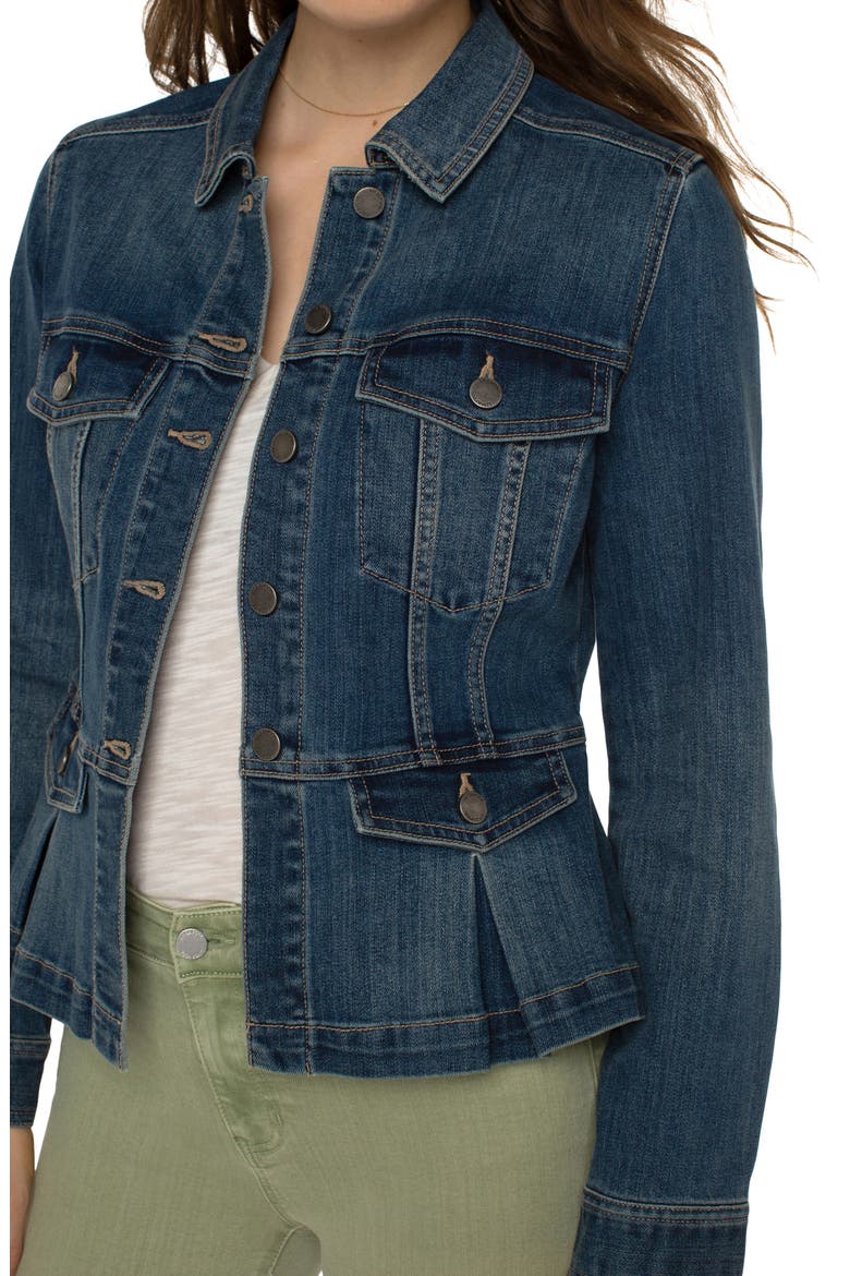 Peplum Denim Jacket, Alternate, color, SEEDLING