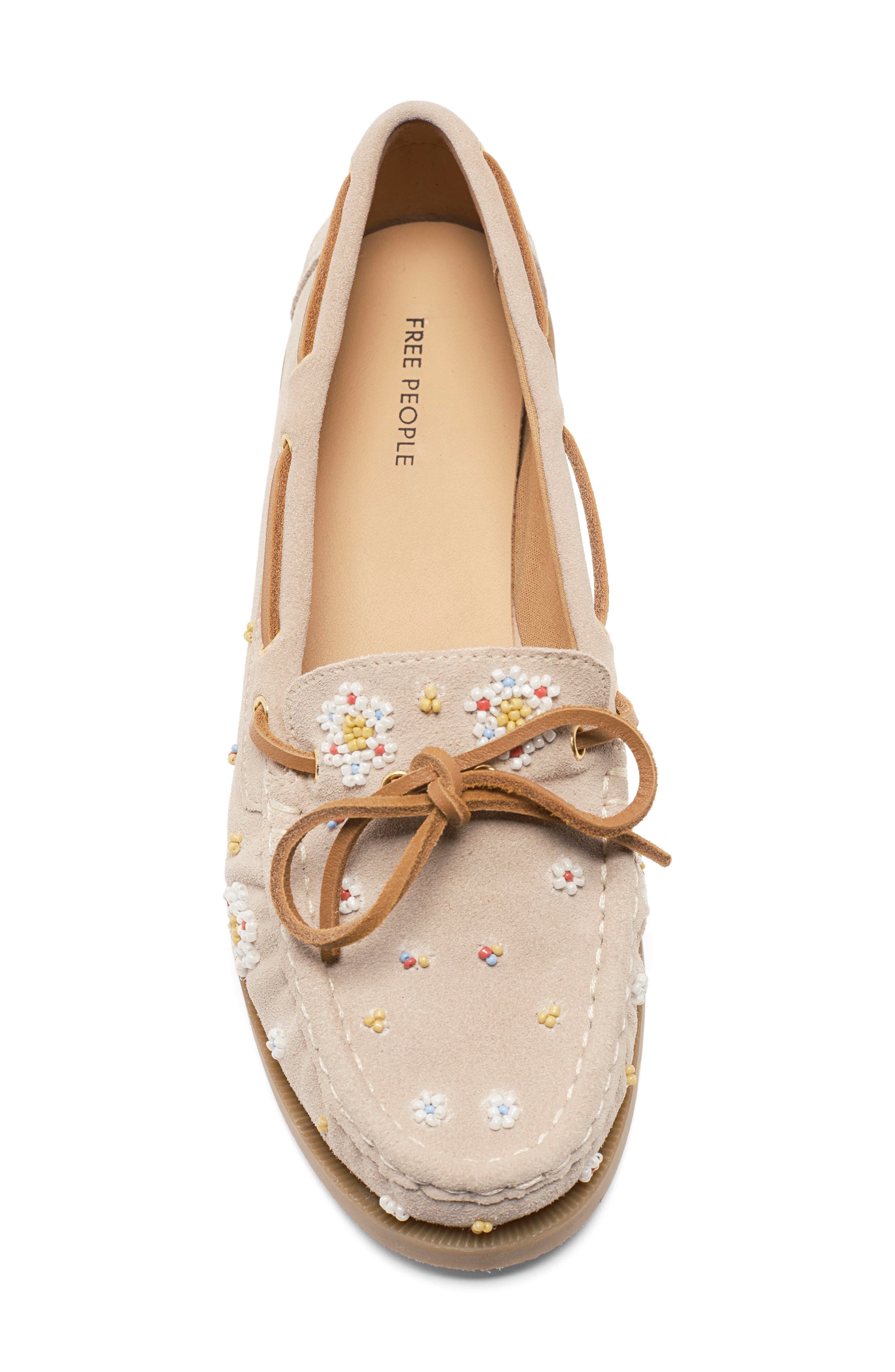 Sandy Beaded Boat Shoe, Alternate, color, OYSTER COVE SUEDE