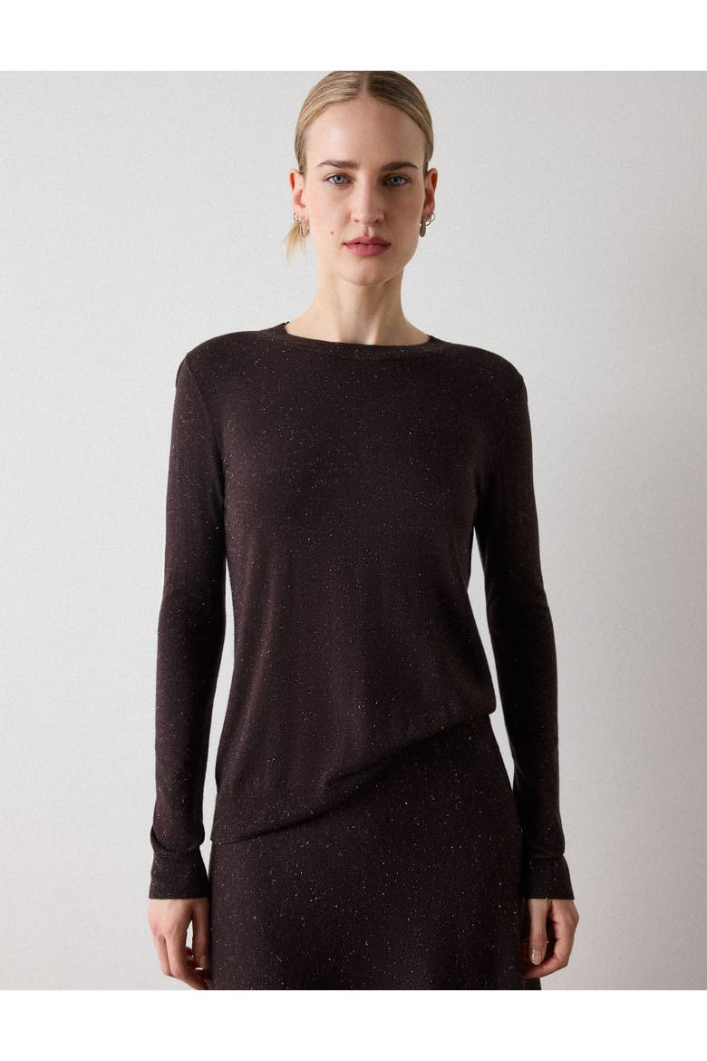 Annie Sparkle Crew Neck Knit Jumper, Main, color, Brown