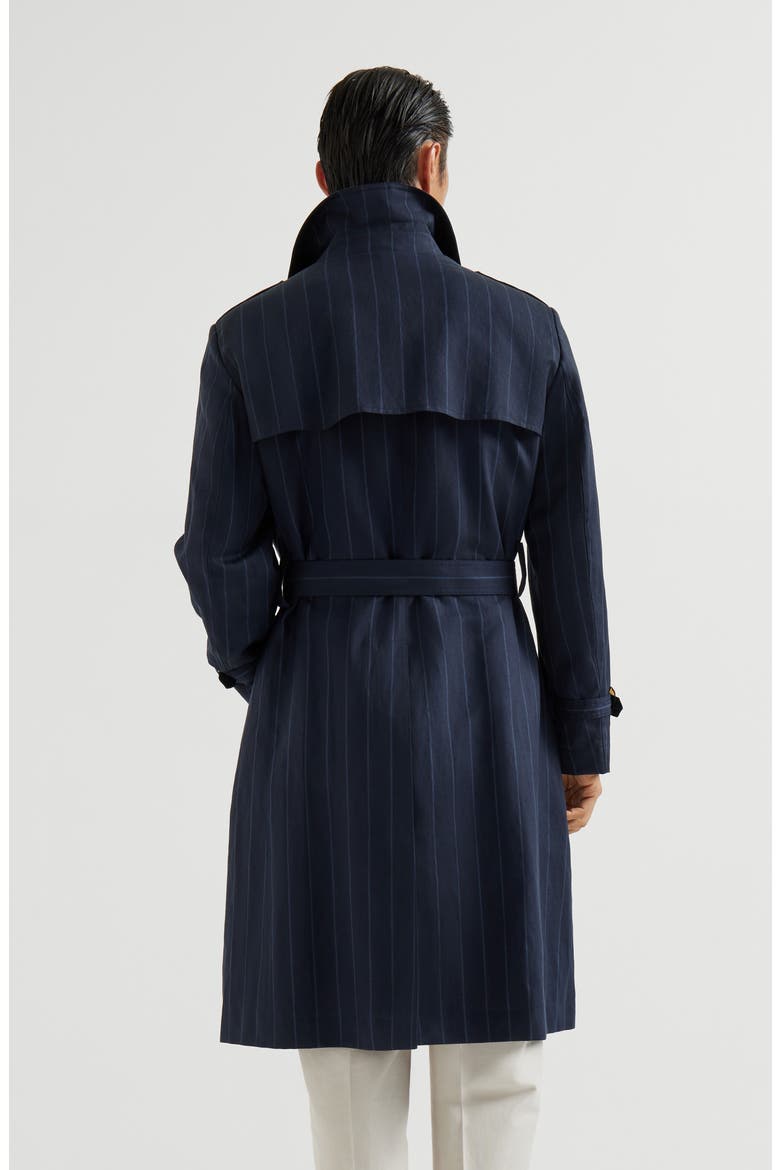Chalk stripe trench, Alternate, color, Blue