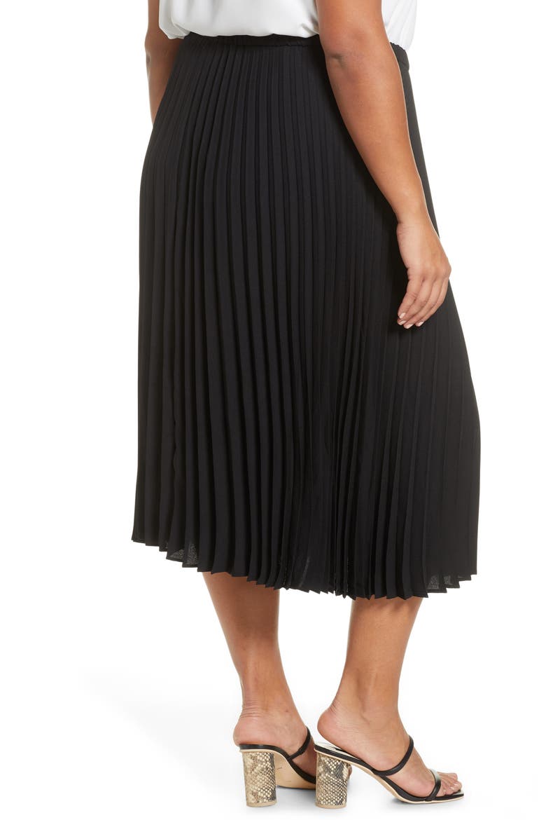 Pleated Midi Skirt, Alternate, color, BLACK