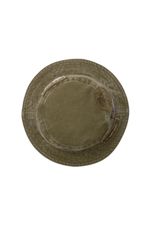 Burberry Badge Cotton Bucket Hat In Khaki