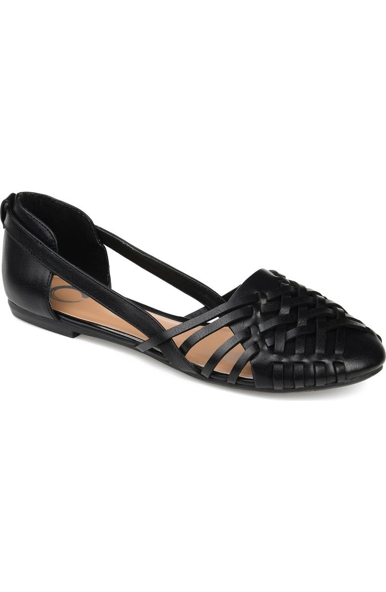 Journee Collection JOURNEE Ekko Weave Flat, Main, color, Black